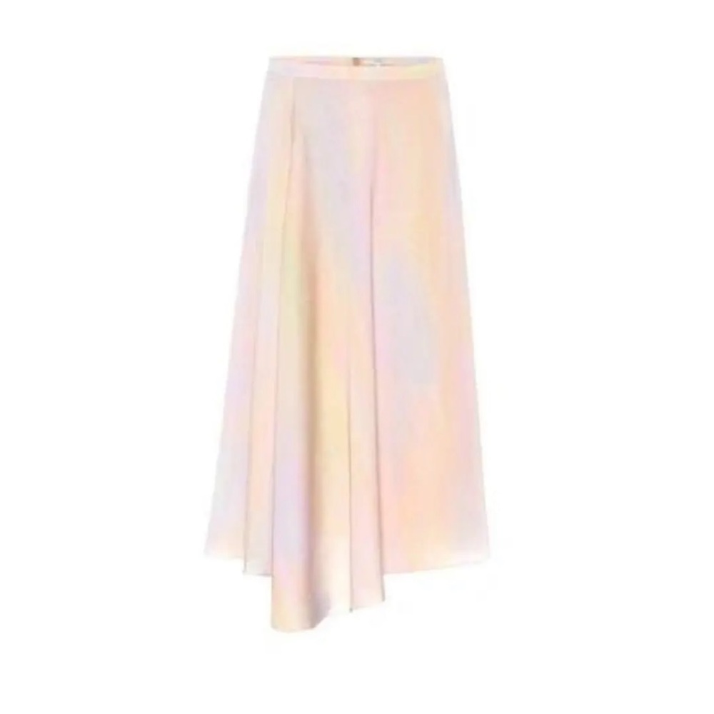 VINCE Asymmetric Printed Satin Midi Drape Skirt In Multi-color Size 8 Medium